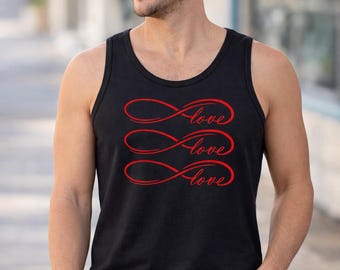 LOVE Shirt, Mens Tank Top, Romantic Gift Idea, Valentines Day Tee, Anniversary Present, Minimal Love Design