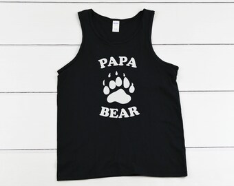 Papa Bear Dad Tank Top, Daddy Shirt, Modern Dad Shirt, Best Dad Ever Shirt, Best Dad Gift, Dad Birthday Gift, Black White Summer Tee