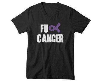 Men's V-neck - FU Cancer T Shirt, Pancreatic Cancer, Cancer Survivor, Cancer, Awareness, Cancer T-shirt, Cancer Support, Cancer Sucks