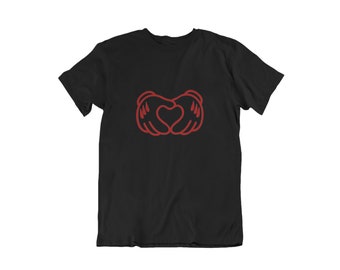 Mickey Hands Heart T Shirt, Valentine's Day Gift Idea For Him, Anniversary T-Shirt, Funny Cool Tee, Love, Christmas