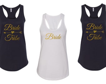 Bride Tribe Tank Top, Bride Squad Shirt, Bridal Party Shirt, Bachelorette Shirts, Bridesmaid Gift, Bride Gift, Racerback Tee, Wedding Party