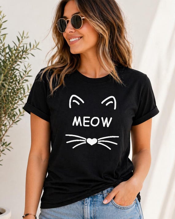 Meow Cat Shirt Women, Funny Cat Lover Tee, Cute Cat Shirt, Cat Mom Gift, Cat Face Shirt, Kitty Lover Tee, Animal Lover Shirt, Cat Lady Gift