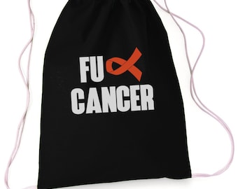 FU Cancer Drawstring Bag, Orange Ribbon Backpack, Leukemia Awareness Gift, Cotton Gym Sack, Duffle Tote, Cancer Warrior Bag, Survivor