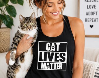 Cat Lives Matter #3 Racerback Tank, Cat Mom Gift, Feline Lover Apparel, Kitty Rescue Supporter, Animal Welfare Top