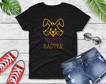 Womens - Happy Easter Shirt, Easter Bunny T-shirt, Easter Shirt, Cute Easter Gift, Easter Holiday Shirt, Easter Bunny Tee