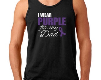Men's Tank Top - I Wear Purple For My Dad T Shirt, Purple Ribbon T-Shirt, Epilepsy, Pancreatic Cancer, Mental Health Awareness Support