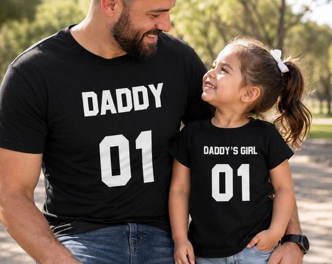 Featured listing image: Daddy And Daughter Matching Shirts, Father Daughter Outfit, First Fathers Day Gift, Daddy’s Girl Shirt Set, Dad And Baby Gift