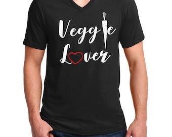 Men's V-neck - Veggie Lover T Shirt - Vegan Tee - Animal Lovers - Vegetarian T-Shirt - Love For The Animals