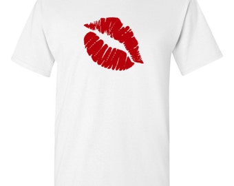 LIPS, Unisex Shirt, Cool Funny Gift, Black Kiss Me Tee, T-Shirt Valentine's Day, Love