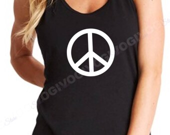 Ladies Tank Top Peace Sign World Peace Symbol Tee Anti Stop War Pacifist T Shirt