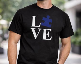 Love Autism Shirt, Puzzle Piece Design, Autism Awareness Tee, Neurodiversity Support, Acceptance Message, Autism Advocate Gift