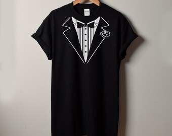 Fake Tuxedo Shirt - Wedding - Groom T-Shirt - Bachelor Party - Valentine's Day Gift Idea