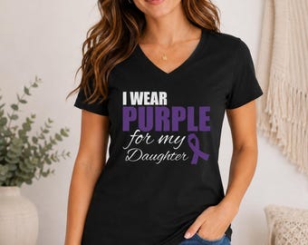 I Wear Purple For My Daughter Shirt, Epilepsy Awareness Tee, Support Ribbon Gift