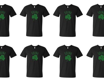 V-neck Men's - Drunk 1, 2, 3, 4, 5, 6, 7, 8 - Oktoberfest Tee Shirt, Green Clover, St. Patricks Day Shirt, St Paddy Shirt