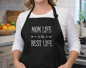 Mom Life Apron, Cooking Kitchen Apron, Adjustable Chef Wear, Funny Mom Gift, Baking Accessory, Mothers Day Present, Home Cook Decor