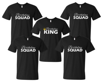 V-neck Men's - Birthday Squad Shirts #2 - Bday King T-Shirts - Gift For Him - Funny Party Men's Tees - Birthday Group - Party Shirts