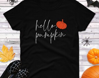 Womens, Hello Pumpkin, Halloween, Thanksgiving, Fall, Pumpkin Spice, Shirt, T Shirt, Cozy, Cute, Seasonal, Funny, Thankful, Autumn
