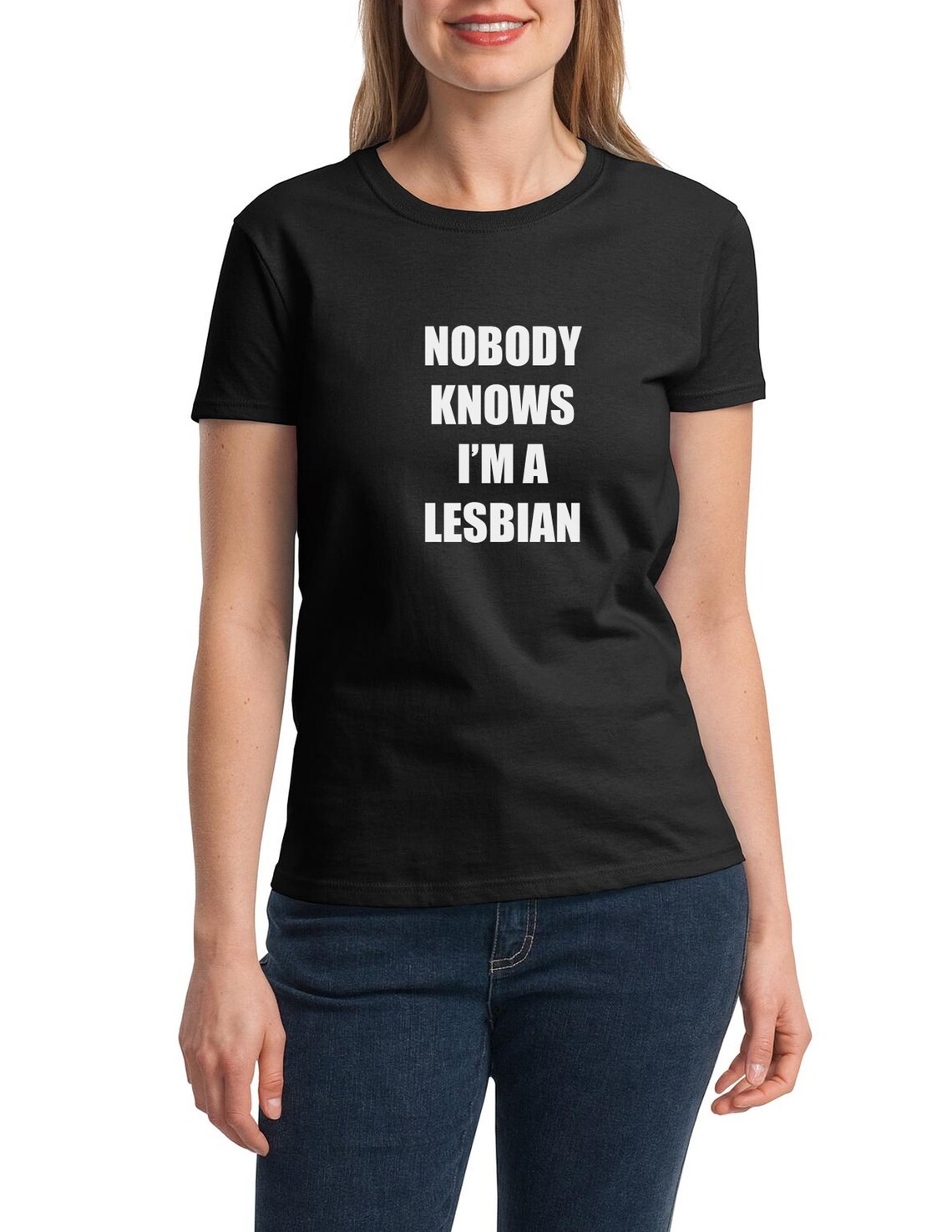 T-shirt Homme "Nobody Knows I'm A Lesbian" - 100% Coton, Coupe Classique - Tailles S à 3XL