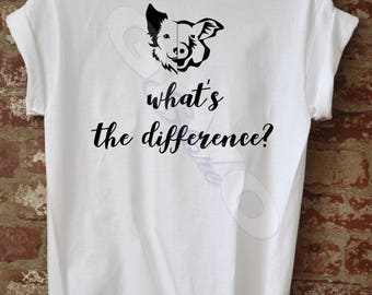 Mens What's The Difference T Shirt - Vegan Vegetarian Diet, Animal Lover Shirt, Love Animal Shirt, Loves Animals Tee, Pet Lover Shirt