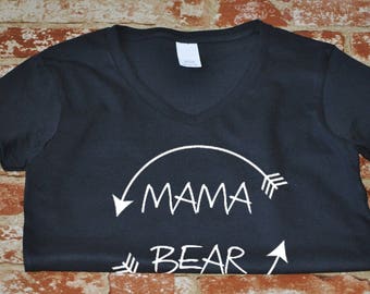 Mama Bear #2 V-neck T-shirt, Mama Shirt, Mama Bear Women's Tee, Mother's Day Gift S-XXXL