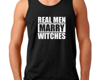 Men's Tank Top - Real Men Marry Witches Shirt - Funny T-Shirt - Halloween Shirt - Witch Husband Shirt - Witch Boyfriend Tee