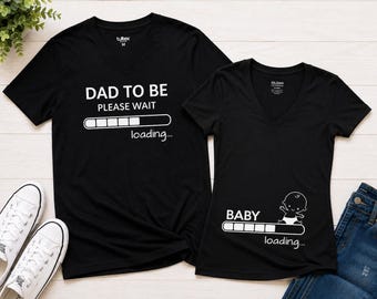 Pregnancy Announcement V Neck Set, Baby Loading Shirt, Dad To Be Matching Tees, Expecting Parents Gift, Couple Reveal