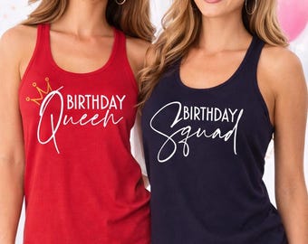 Birthday Squad Tank Top Women, Funny Party Shirt, Girls Trip Outfit, Bachelorette Tank, Birthday Outfit For Her, Squad Birthday Tee