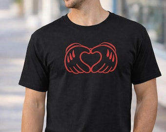 Mens Heart Hands Love Shirt, Valentines Day Gift For Him, Romantic Anniversary Tee, Couples Matching Shirt, Cute Love Design