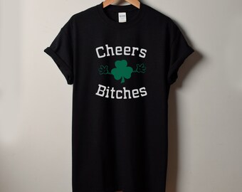 Cheers Bitches T-Shirt for Men – Funny St. Patrick’s Day Shirt, Shamrock Design, Green Tee, Holiday Shirt for Men