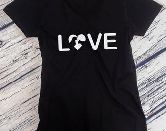 Ladies V-neck - Love Dog & Cat T-Shirt - Funny Tee - Pet Lovers Shirt - Birthday Gift - Rescue Mom - Bday Present