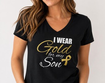 I Wear Gold Son Shirt, Childhood Cancer Awareness, Gold Ribbon Support, Pediatric Warrior Mom, Hope Gift
