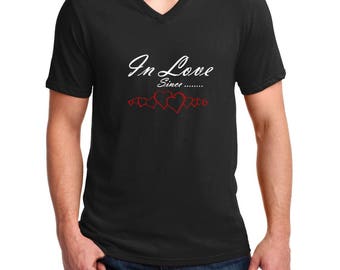 V-neck Men's - In Love Since T-Shirt, Romantic Gift Idea, Valentine’s Day Tee, Anniversary, Funny Custom Shirt