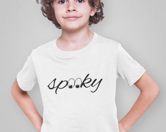 Spooky Kids T Shirt, Halloween Ghost Eyes Design, Youth And Toddler, Boys Girls, Fall Outfit, Trick Or Treat Top, Cute Graphic Tee