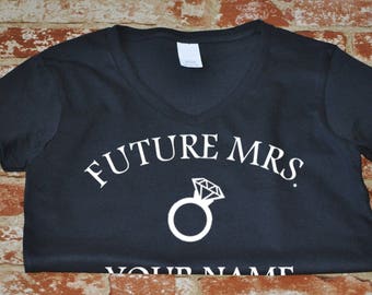 V-neck Future Mrs. Women's T-Shirt Wedding Tee Bride Ring Bachelorette Party Shirt S-XXXL