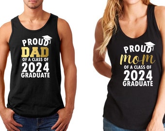 Tank Top - Proud Mom Dad of a Class of 2024 Graduate T Shirts SET, Matching Shirts, College Grad Gift, End Of School Tee, Finally Grad Shirt