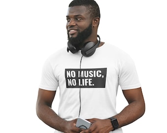 No Music No Life T Shirt, Music Lover Tee, Musician Gift, Music Notes Shirt, Cool Men's Shirt, Band Tee, Back to School, Music Art Shirt
