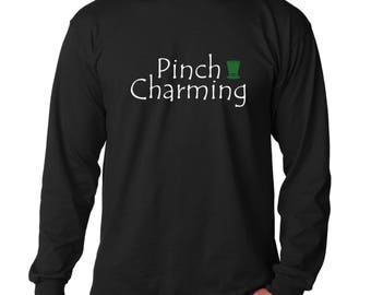 Long Sleeve - Pinch Charming - Saint Patrick's Day Shirt, Party, Irish Hat, Leprechaun T-Shirt, St Paddy Shirt, Lucky Shirt