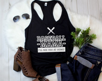 Baseball Mama Tank Top, Baseball Mom Shirt, Baseball Fan Gift, Mother's Day Gift, Soft Racerback Tee, Sports Mom Tank, Christmas Gift Idea
