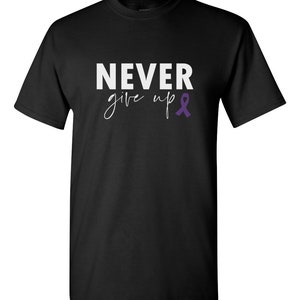 Camiseta "Nunca te rindas": Concientización sobre la epilepsia y el cáncer de páncreas Negro