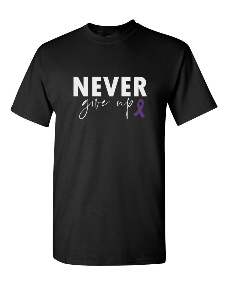 Camiseta "Nunca te rindas": Concientización sobre la epilepsia y el cáncer de páncreas Negro