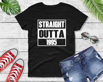 Straight Outta 1995 Shirt Women’s 30th Birthday Gift, Retro Vintage Tee, 90s Style Party Shirt, Milestone Birthday Top, Cotton Crewneck