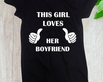 Ladies - This Girl Loves Her Boyfriend Shirt, Valentines Day T-Shirt, Anniversary Gift, Valentine's Tee