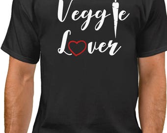 Veggie Lover T Shirt, Vegan Mens Crewneck Tee, Animal Rights Shirt, Vegetarian Gift, Plant Based Top, Ethical Vegan T Shirt