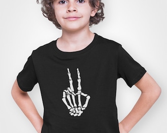 Youth Toddler - Skeleton Hand T Shirt, Halloween, Peace Shirt, Peace Sign Shirt, Love Shirt, World Peace, Peace T Shirt, Kids, Boys & Girls