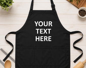 Personalized Apron, Custom Text Gift, Chef Kitchen Bib, Cooking Baker Present, Adjustable Pocket Design, Monogram