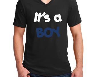 Men's V-neck It's a Boy Shirt - Baby Announcement T-Shirt - Proud Daddy - New Dad Tee - Dad To Be- Pregnancy Gift - Gender Reveal