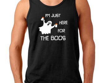 Mens Tank Top, Im Just Here For The Boos Shirt, Beer Funny Halloween Top, Drinking Costume Tee, Party Tank, Spooky Humor Graphic Shirt
