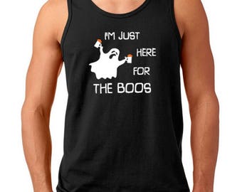 Men's Tank Top I'm Just Here For The Boos T-shirt Beer Funny Halloween Costume Shirt Tee