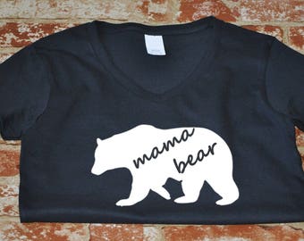 Mama Bear #3 Shirt, Womens V Neck Tee, Gift For Mom, Mothers Day Shirt, Mama Shirt, Cute Mom Top, Bear Graphic Tee, Gift For Her