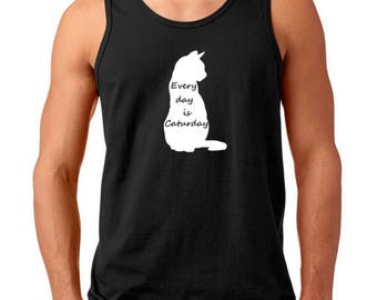 Men's Tank Top - Every Day Is Caturday T Shirt - Cat Lover Shirt, Cats And Coffee, Christmas Cat Shirt, Funny Cat Shirt, Retro Coffee Shirt